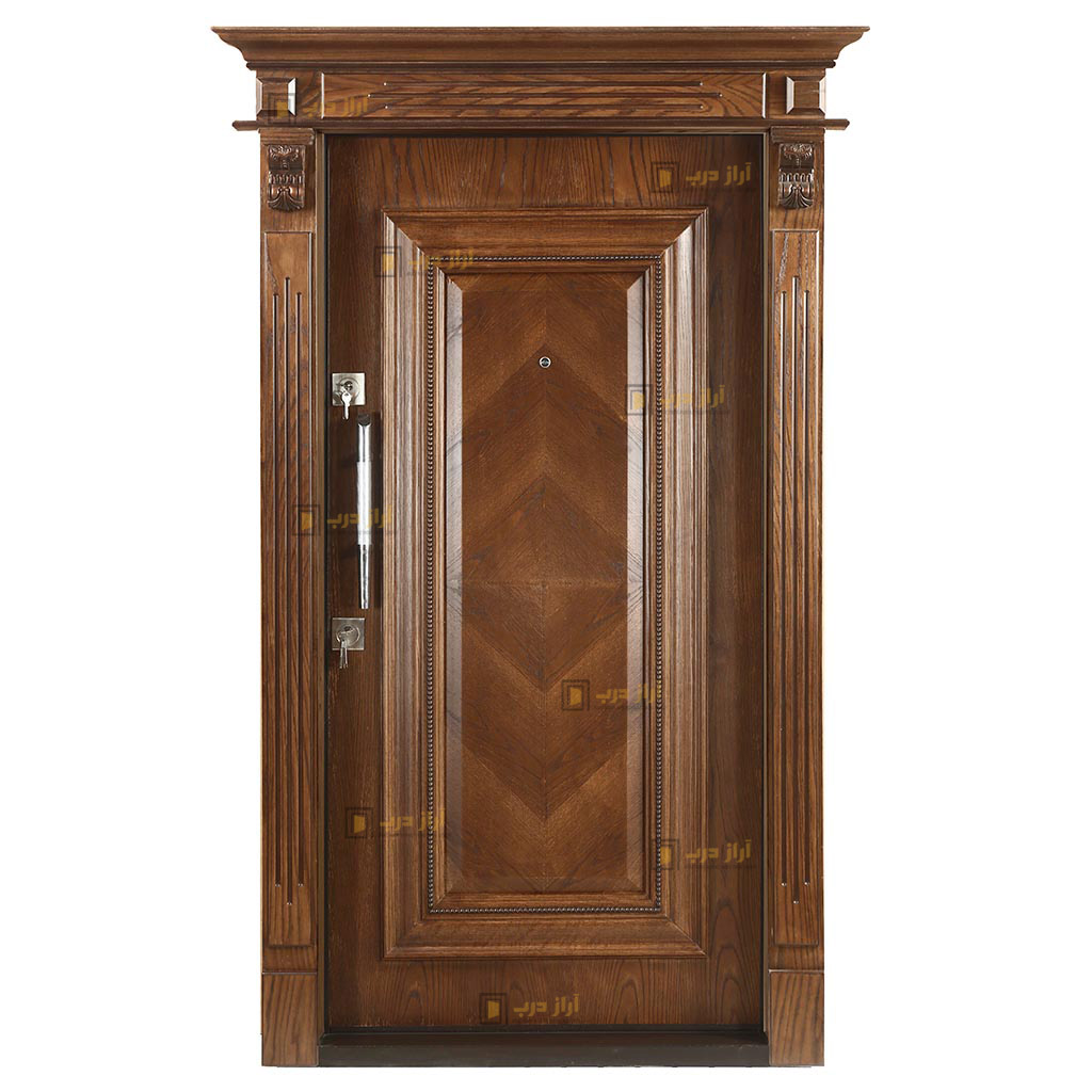 درب ضد سرقت بلوط مدل تک قاب جناقی