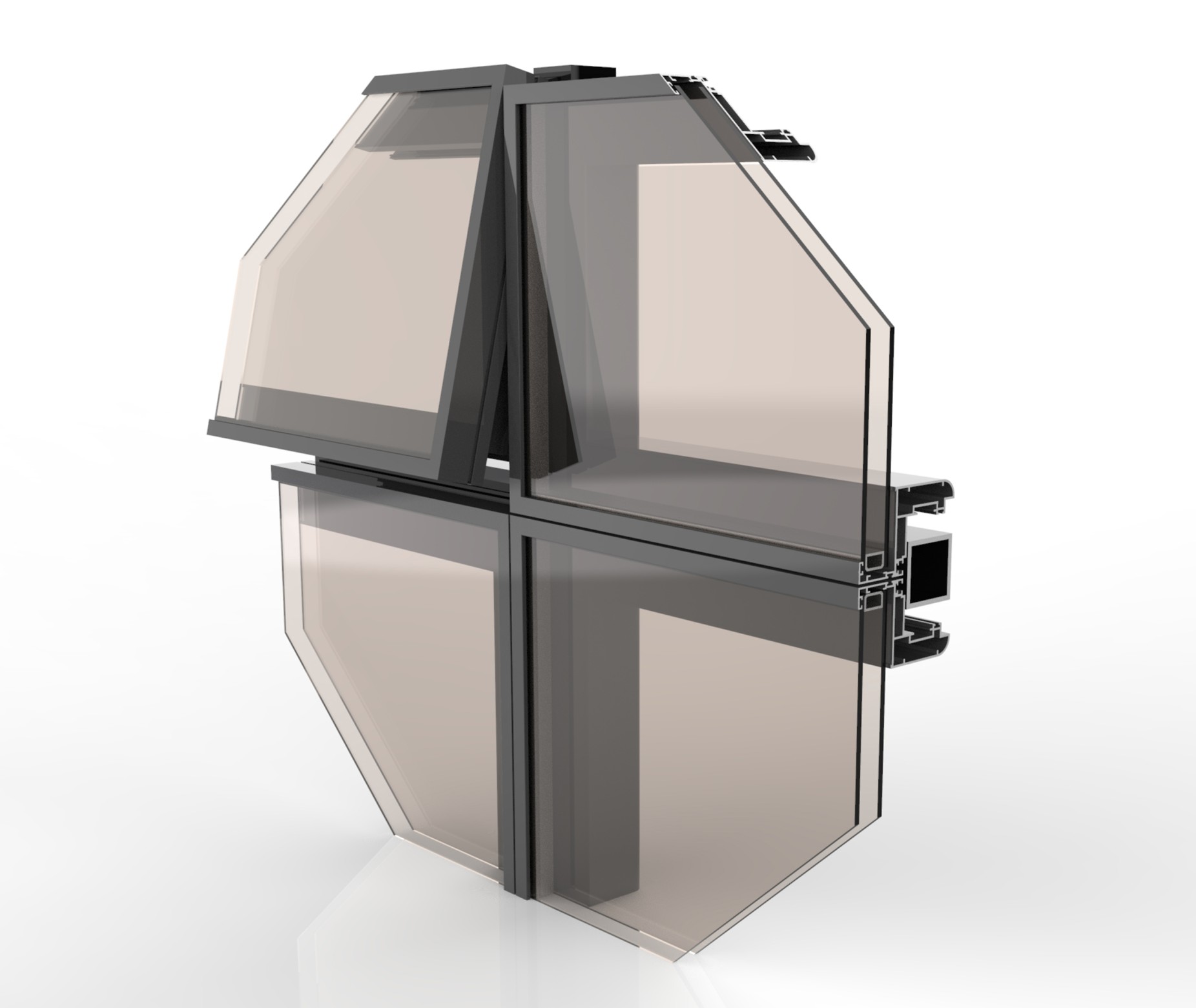 نمای کرتین وال مدل CA 50 FRICTION HINGE