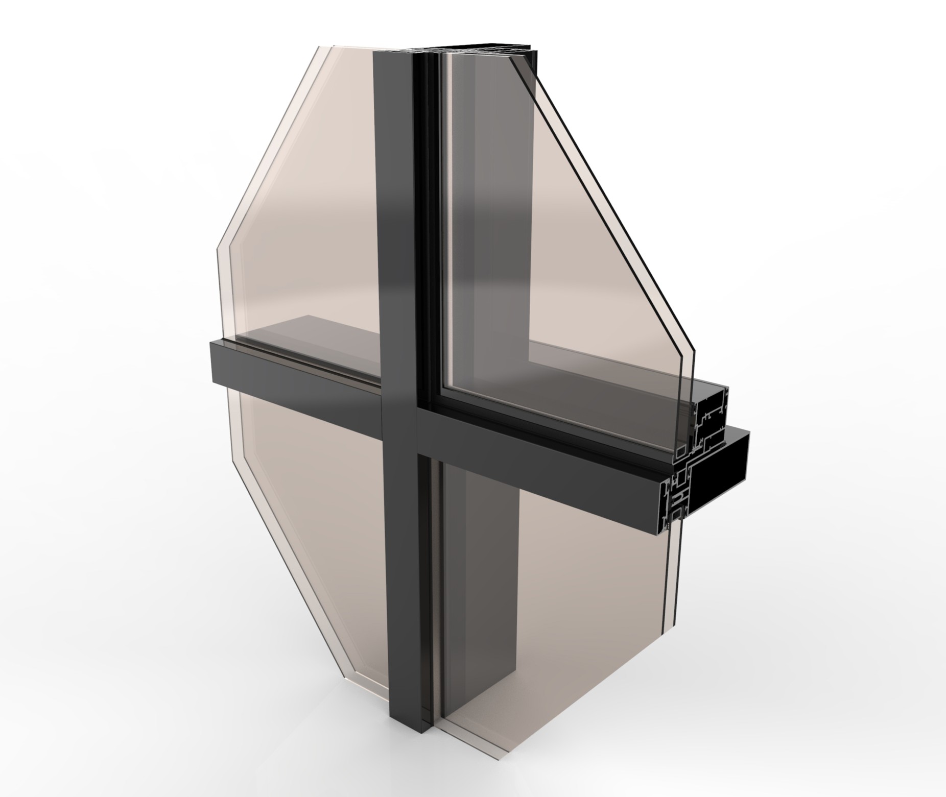 نمای کرتین وال مدل FC 50 FRICTION HINGE