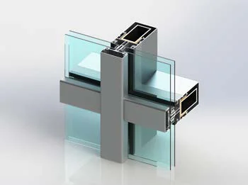 سیستم کرتین وال ترمال بریک تقویتی با فولاد 75 میلی متری