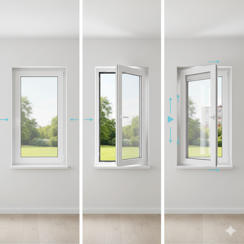 معرفی انواع مدل‌های بازشو پنجره: از کشویی تا لولایی و فولکس‌واگنی